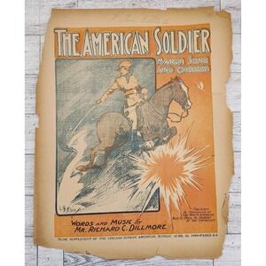 1905 The American Soldier Sheet Music Horse Rider Cover Patriotic March Song